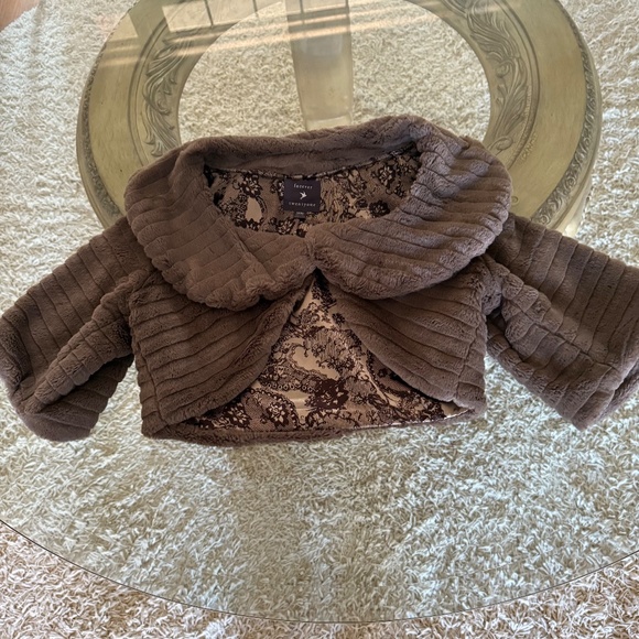 Forever 21 Gray Faux Fur Shrug Bolero Cropped Jacket Glam Party Retro Sz M - Picture 3 of 10